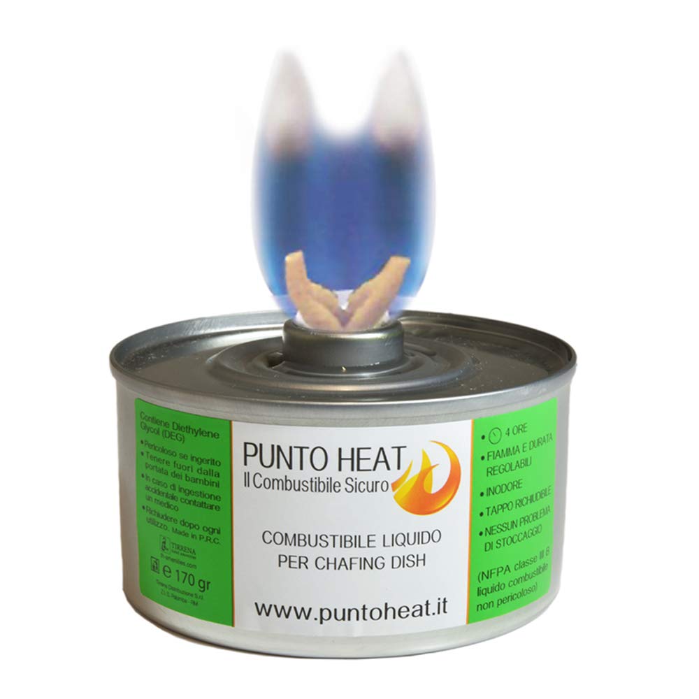 Tirrena Hotel Amenities - PUNTO HEAT combustibile liquido inodore per chafing dish - DURATA 4H - confezione da 24 pezzi (€ 2,41/pezzo)