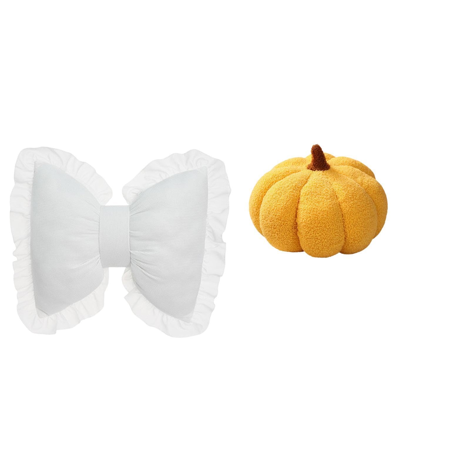 Modern Pumpkin Bow Plush Cushion for Comfortable Bedside Sofa Chair Study Room Office Farmhouse Indoor Bedroom Halloween Decor