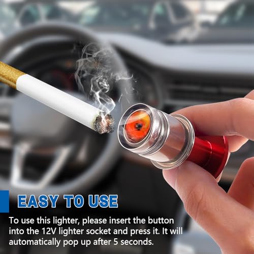 Image of Fire Missiles Button Car Cigarette Lighter Plug, Car Cigarette Lighter Replacement, Aluminum Alloy Push Button Lighter Plug, Standard 12V Fast Heating Power Socket for Auto