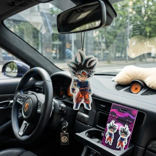 Image of PumpCar 2 pieces Chubby Goku Ultra Instinct double-sided hanging Japanese anime cherry-scented Dragon Ball car air freshener Cool anime hanging for rearview mirror Car Interior Accessories Gifts