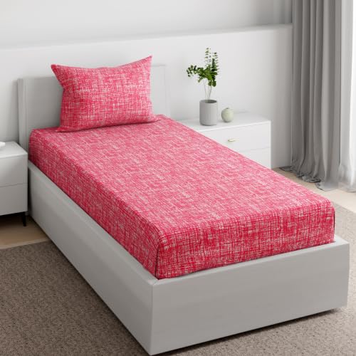 Image of Wakefit 100% Cotton 160 TC Flat Printed Bedsheet, Carlos Single Size (90x60 inches) / (2.29m*1.52m) with 1 Pillow Cover Carlos, Single