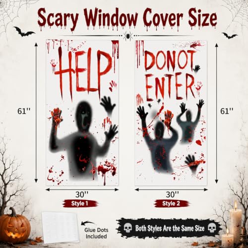Oeyliz Halloween Giant Bloody Window Posters Windows Clings 2PCS - image 4