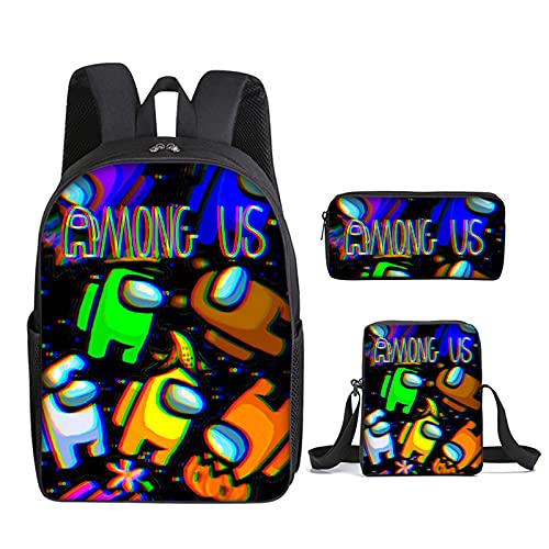 LKFFHAVD Among Us - Sac à dos pour enfant - Motif dessin animé - 3D - Pour étudiant - Lot de 3 - Convient pour les garçons et les filles (20) Cover