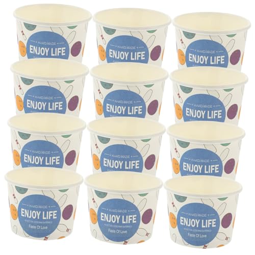 Beavorty 50pcs Ice Cream Cup Cupcake Paper Cups Camping Supplies Food-safe Paper Straws Picnic Paper Cups Ice Cream Holders Party Supplies Affordable Picnic Cups Outdoor Party Paper Cup