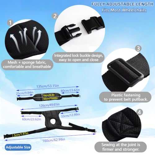 Image of Wheelchair Seat Belt,Wheelchair Harness for Dementia Patients Falling Out,Adjustable Anti-Slip Straps for Adults,The Elderly,Pregnant,Paralyzed(Black)
