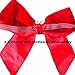 Meseey 24 Pcs 10 Inch Elastic Christmas Bow for Gift Wrapping Stretch Loops with Pre Tied Velvet Bows for Christmas Boxes Wrapping Party Wedding Decor(Red)