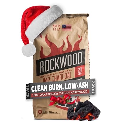 Rockwood Natural Lump Charcoal – Premium Oak, Hickory & Cherry Hardwood Blend for High-Heat Grilling & Slow Smoking – Compatible with Kettle & Kamado Grills, Clean Burning, Made in USA – 20lbs (1pk)