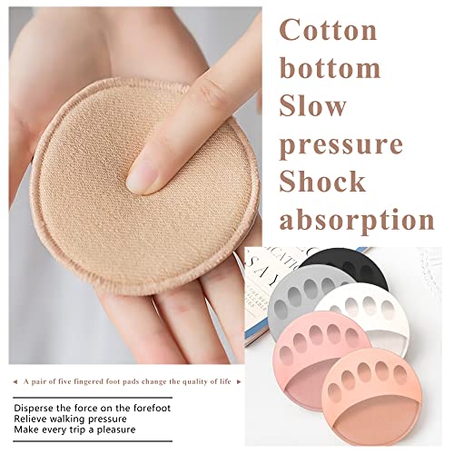 Image of Ball of Foot Cushions Honeycomb Fabric Metatarsal Pads Invisible Socks Pads for Women and Men Reusable Forefoot Pads, 5 Colors (5 Pairs-(Black-Beige-Gray-Purple-Pink))