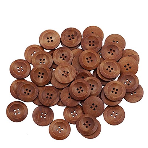 Shoage 1 Inch Wooden Round Buttons With 4 Holes 50Pcs For Sewing Diy Craft Scrapbooking Clothing #TOP1