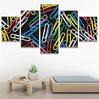 SIGNWIN 5 Panel Canvas Wall Art Modern Art Abstract Closeup Colorful Cool Geometric Minimalist Mixed Media Multicolor Patterns for Home Decorations Ready to Hang - 60
