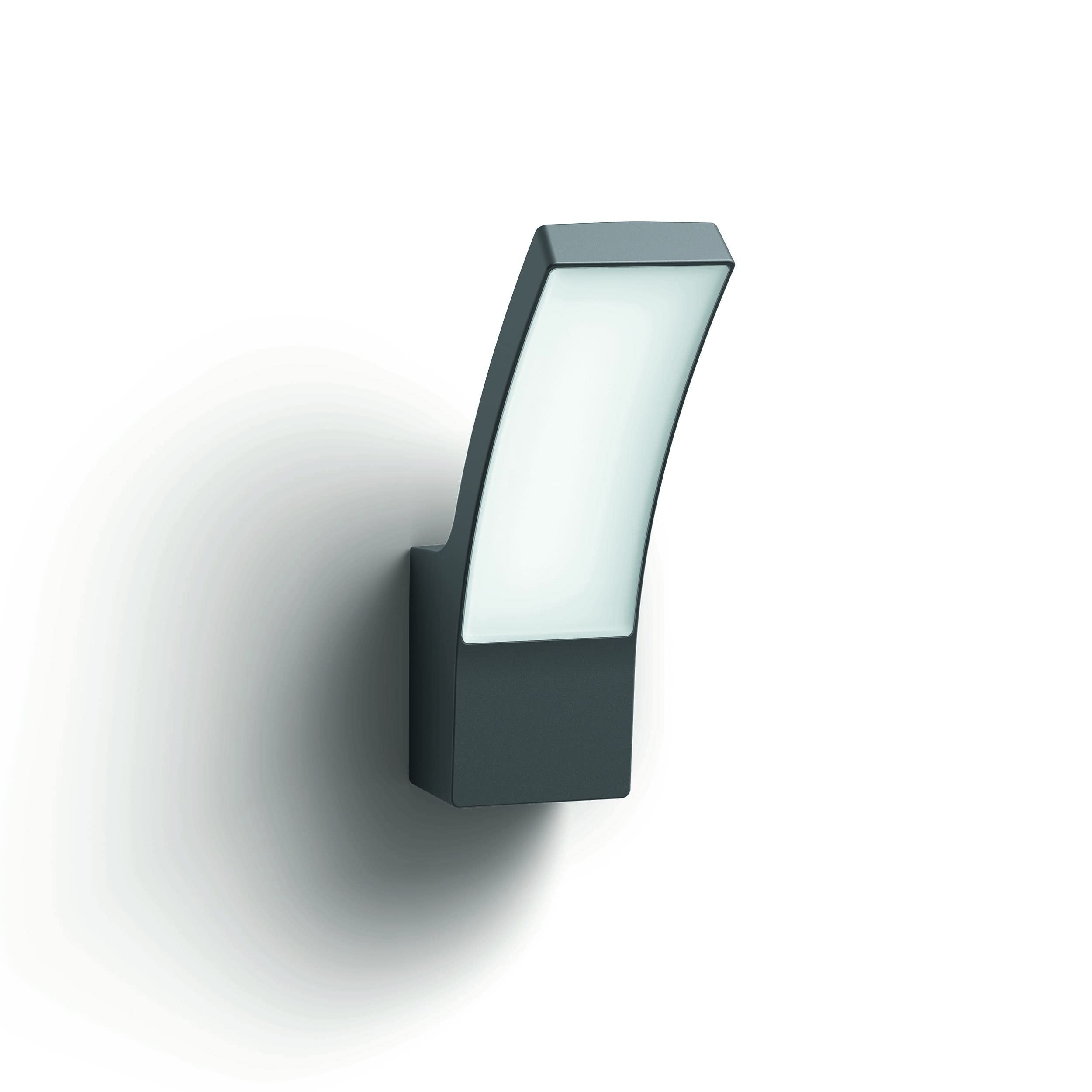 Philips Zewnętrzna lampa ścienna LED Splay, 12 W, antracyt, ciepłe białe światło 2700 K, klasa ochrony IP44, wbudowane źródło światła