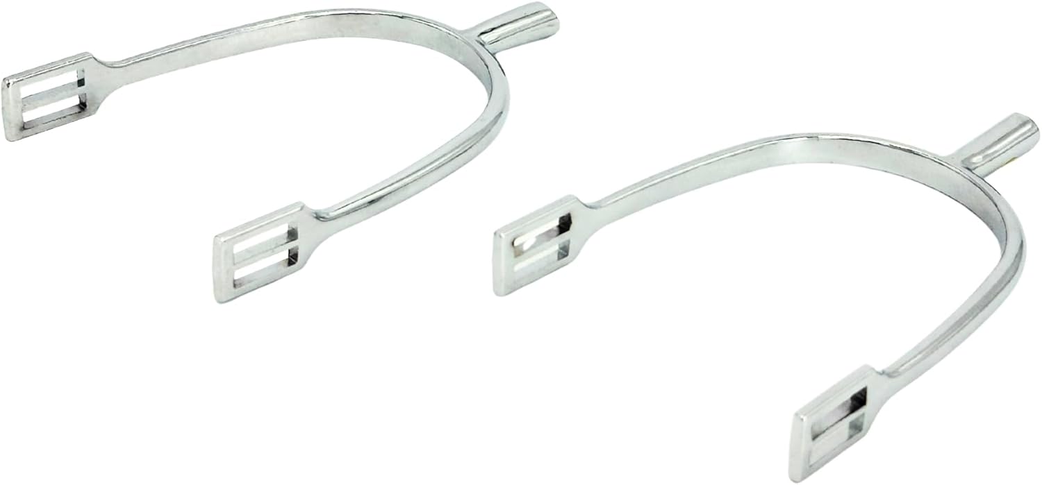 BARN & STABLE Horse Spurs with Adjustable Nylon Straps, Rust-Resistant Nickel-Plated Zinc Alloy, Humane Flat-End Design for Gentle Riding Cues, English Equestrian Training Spurs