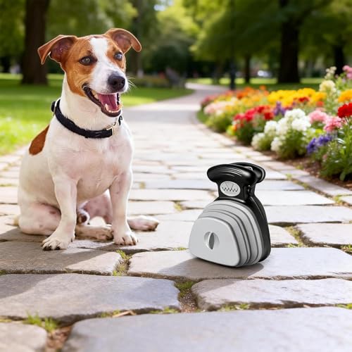 HUANR Hundekotgreifer, Hundekotsammler mit Müllbeutel, Tragbares Hundekotschaufel, Erweiterbares Hundebotaufsammler, Grau, für Aufheben von Hunde- und Katzenkot