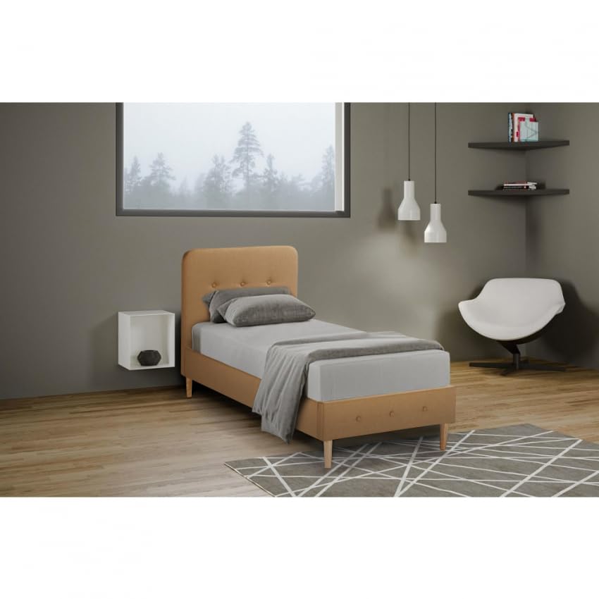 Produce Shop Letto Singolo 1 Piazza Nordico Tessuto e Legno 80x190 Friborg Twin - Beige