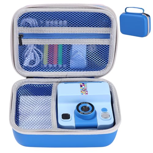 Mixara Funda para Cámara Infantil, Estuche Funda para Niños Compatible con YORKOO/OPERHOO/CHRERNA/YKSLEMON/CKATE Cámara Instantánea para Niños, Caja de Almacenamiento para Cables y Accesorios, Azul
