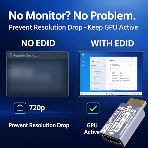 EVanlak HDMI Passthrough EDID Emulator Adapter - Virtual Monitor Headless Ghost Display, 1080P to 4K at 60Hz, Bi-Directional Auto-Detection, 2 Pack by EVanlak - Image 2