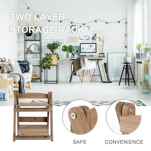 Support pliable pour pots de fleurs avec une structure stable en bois à 2 niveaux - 4