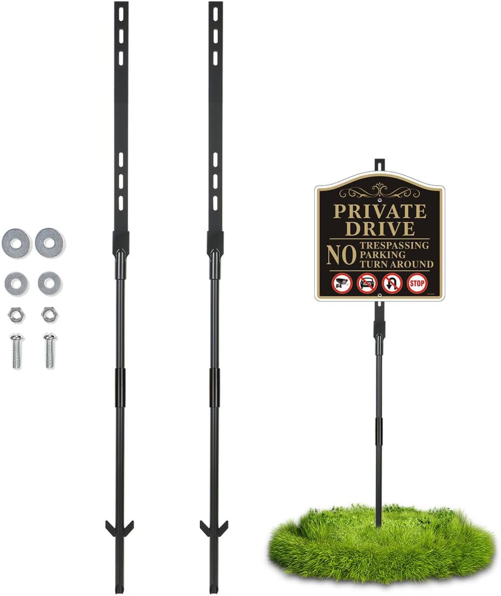 2 Pack 4ft Yard Stake for Outdoor Lawn Yard 48 Inches, Heavy Duty Metal Stake Yard Sign Holder, Durable Sign Posts for Outside