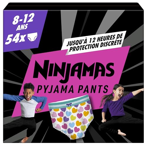 Ninjamas Pyjama Pants Fille Pampers 8-12 Ans pack un mois de 54 sous-vêtements de nuit