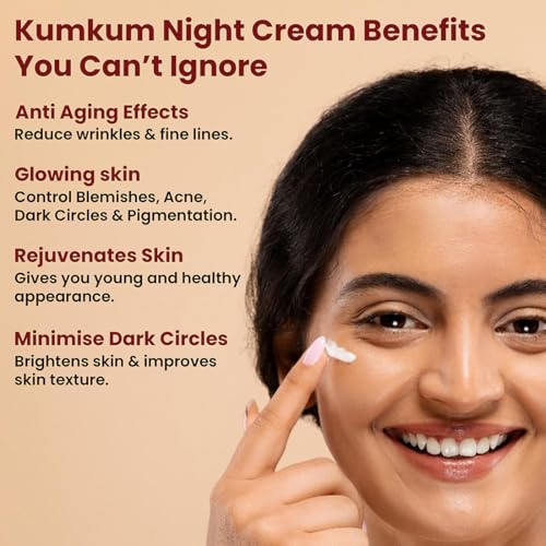 Image of PUREUS Khadi Herbals Siyasundari Kumkumadi Night Cream For Glowing Skin, Rejuvenating, Radiance, Reduce Pigmentation, Dark Circle, Spots & Blackheads|Anti Aging Fairness Face Cream(50 Gm)