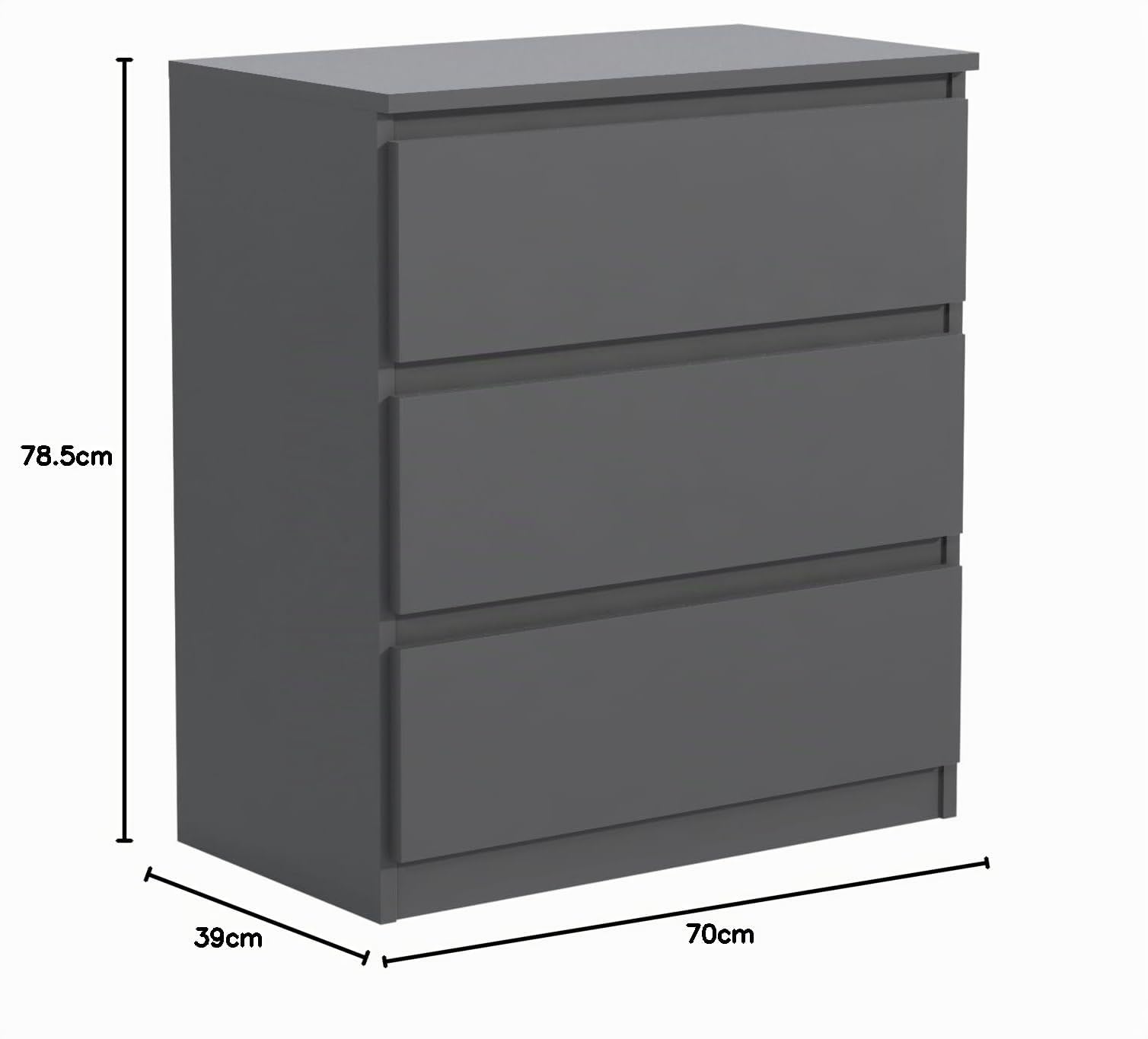 Commode avec 3 tiroirs Idéale pour Salon, Chambre à Coucher, Chambre d'enfant, Chambre d'adolescent et Bureau Solution Moderne et élégante pour Un Rangement stylé (Anthracite)