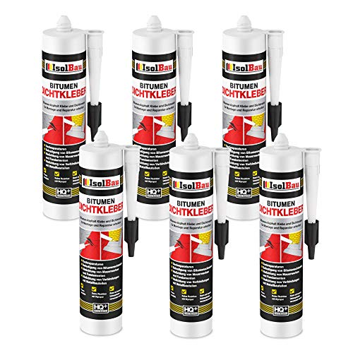 Isolbau Lot de 6 tubes de colle d'étanchéité pour bitume - 310 ml - Pour montage et réparation de bardeaux bitumineux - Noir