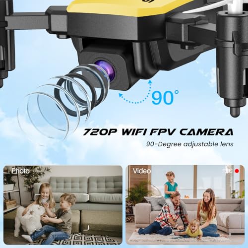 SIMREX X300C Mini Drone with Camera 720P HD, RC Quadcopter Foldable, Altitude Hold, 3D Flip, Headless Mode, Gravity Control and 2 Batteries, Gifts for Kids, Adults, Beginner,Yellow - Image 4