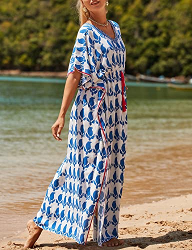 Image of Eddoyee Loose Beach Kaftan Dresses for Women Caftan Swimsuit Cover Up