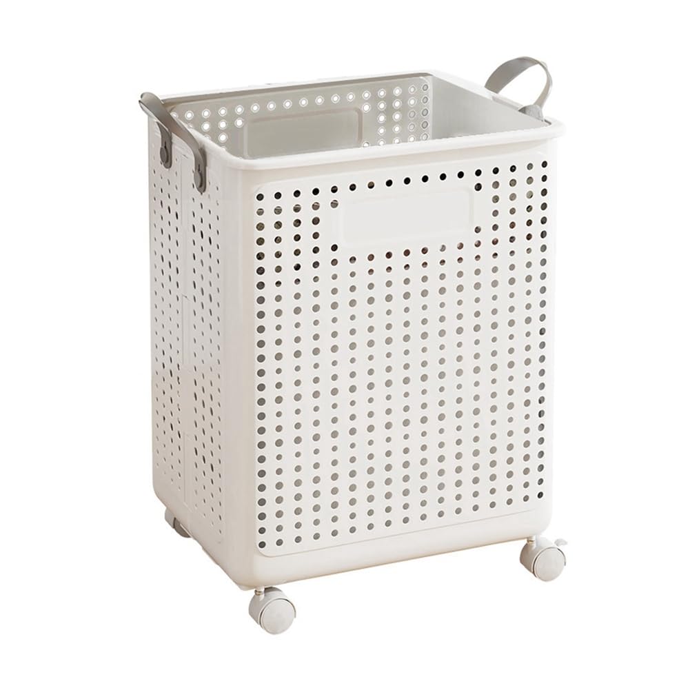 CTRLZS Household Folding Dirty Laundry Basket Bathroom Laundry Basket with Pulley Basket 37.7x31x50cm