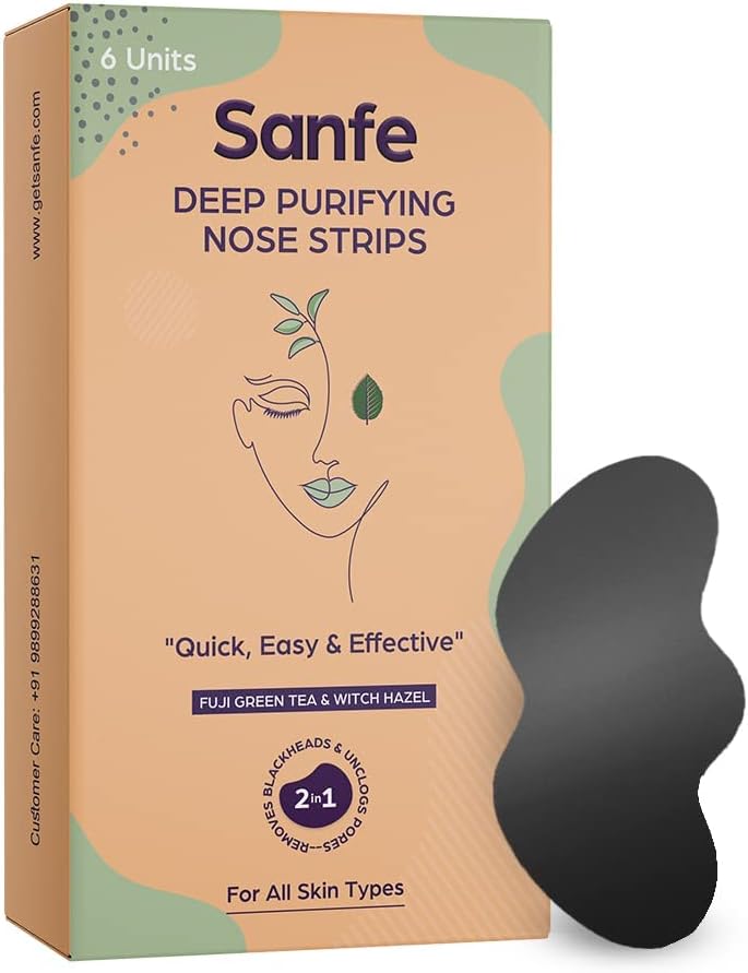 Deep Purifying Nose Strips for Women - Pack of 6 with Fuji Green Tea & Witch Hazel Extracts | Removes Whiteheads | Blackheads and Cleanses Pores | Use on Nose