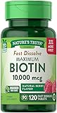 Nature's Truth Maximum Biotin 10,000 mg Fast Dissolve Tabs Berry - 120 ct, Pack of 2