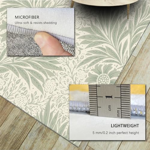 Tapis fleur et feuillage Morris 60x180cm lavable doux - 6