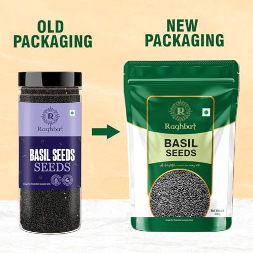 Image of Raghbat Basil Seeds 200g - Sabja Seeds | Reduce Body Heat | Tukmaria Seeds for Weight Management | High in Fibre & Omega 3