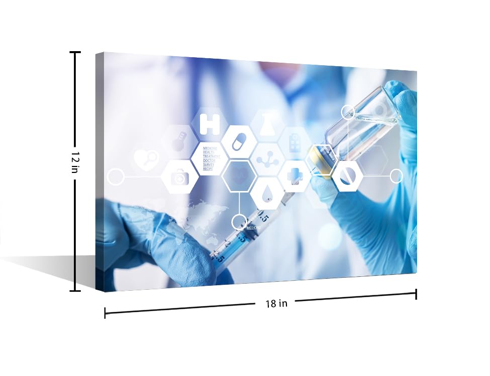 Image of TUMOVO Medical background Wall Art 1 Panel Medical Clinical Laboratory Artwork Wall Decor for Living Room, Bedroom, Bathroom, Office. Framed Ready to Hang (12 inch Wx18 H)
