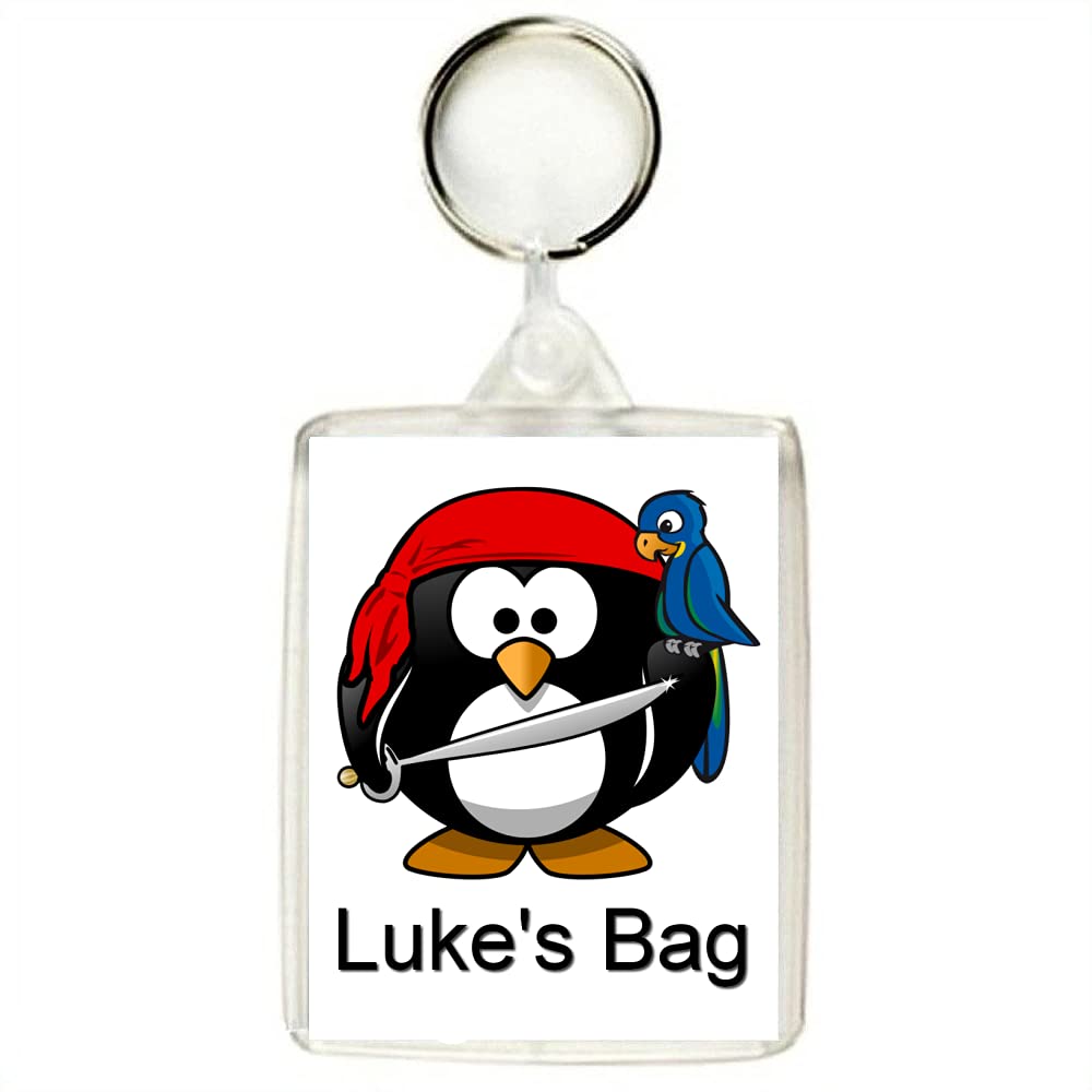 Key Expressions Multicoloured Personalised Pirate Penguin Keyring/Bag Tag - Great For Tagging School Bags, Backpacks, Coats, Luggage Etc
