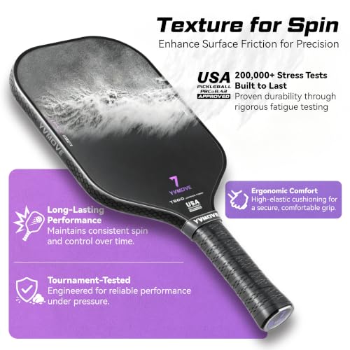 Image of USAPA Approved Pickleball Paddle 6-Layer T800 Carbon Fiber 16mm Thermoformed Pickleball Racket with High Spin & Extended Grip, Professional Pickleball Paddle for Control and Power