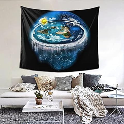 KITBIT Flat Earth with Dome Art Boutique Decorative Wall Tapestry Aesthetic Home Decoration 60x51inch Cover