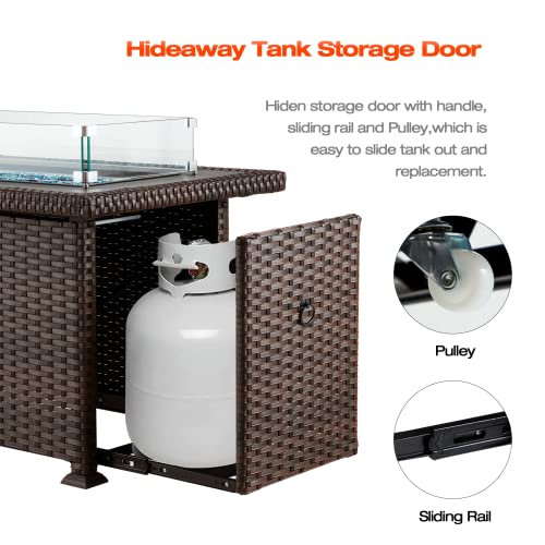 GYUTEI-Fire-Pit-Table-50-Inch-Auto-Ignition-Propane-Gas-Fire-Pit-Table-50000-BTU-with-Rectangular-Wind-Guard-Outdoor-Fire-Pit-for-Garden-Patio-Dark-Brown