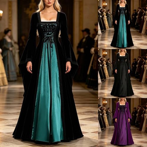 Disfraz victoriano de mujer estilo vestido tradicional irlandés vintage de terciopelo 2
