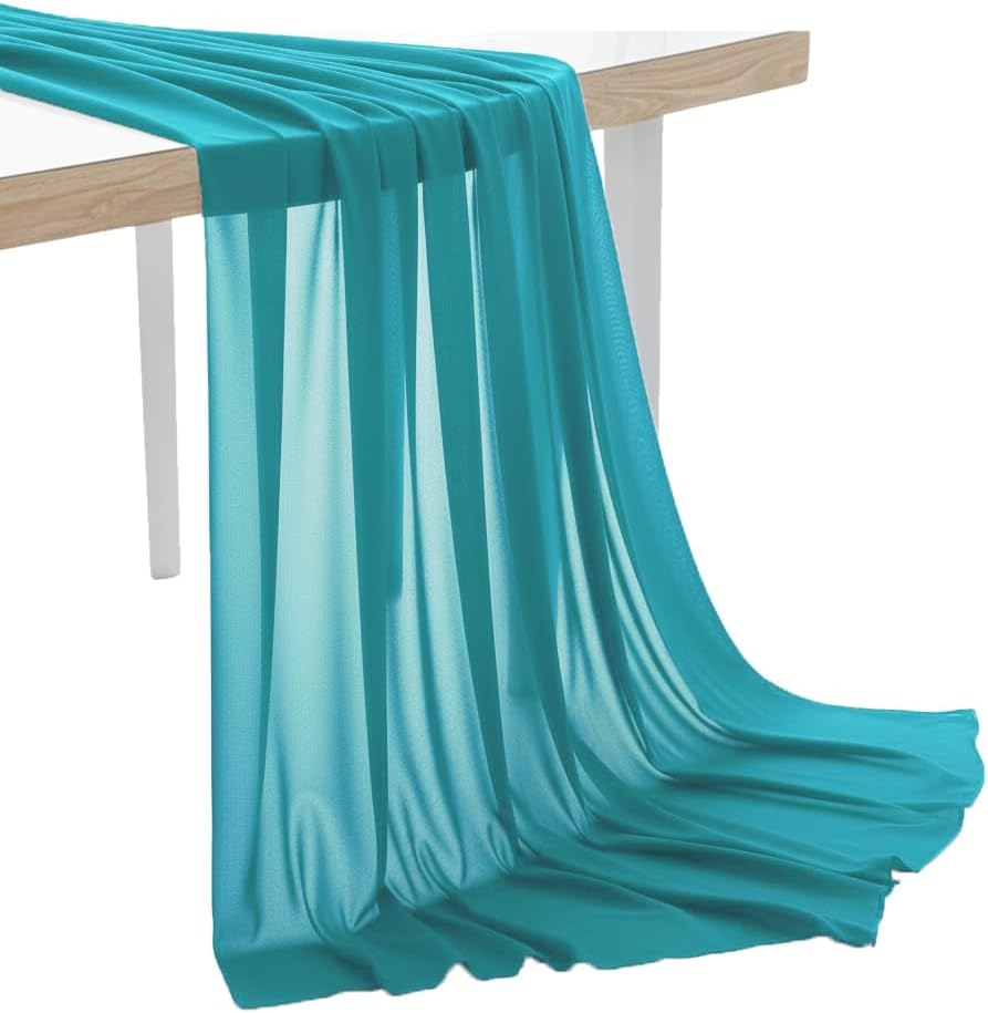 VDS Chiffon Fabric - 45 Yard - 45" Wide Lightweight Sheer Material for Sewing, Arch Draping Décor – Soft Flowing Cloth for Dresses, Scarves, Wedding Backdrop, Event Décor, Crafts & DIY - Peacock Blue