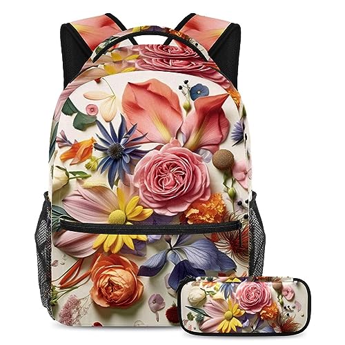 Cartable ensemble sac à dos à fleurs roses et sac à livres étudiant