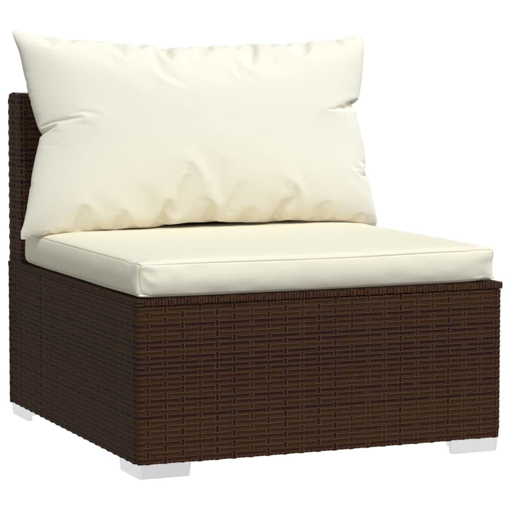 vidaXL Divano a 3 Posti con Cuscini in Polyrattan Marrone