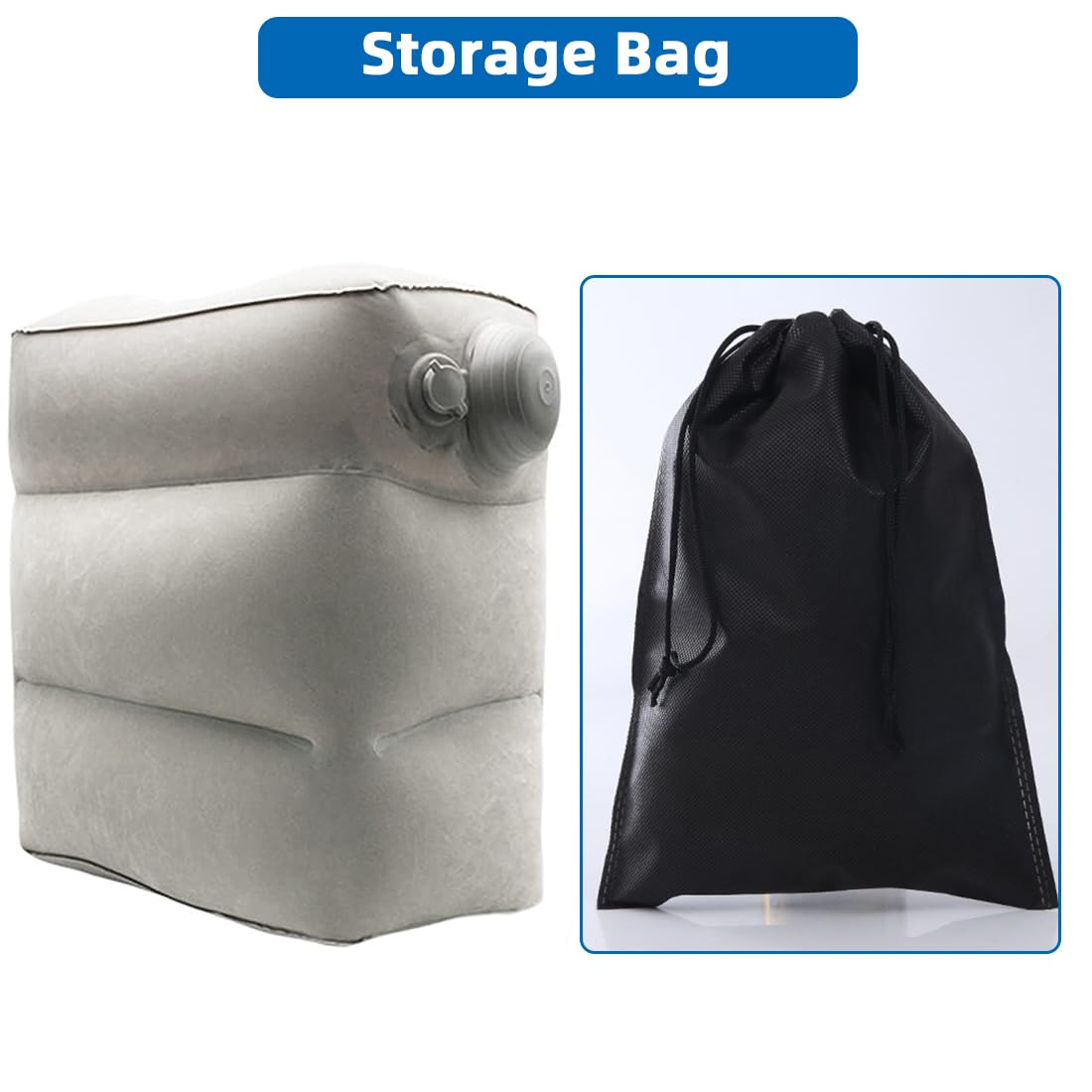 VOPHIA- Reposapiés inflable para viajes en avión, reposapiés para viajes en avión de altura ajustable, almohada de reposapiés con bomba para oficina, avión, tren, automóviles, hogar