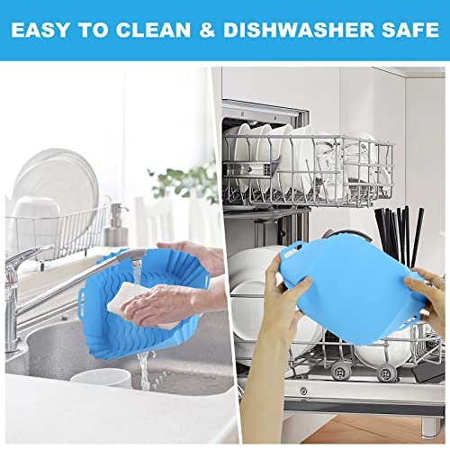 4 Pack Silicone Air Fryer Liners, Reusable Air Fryer Basket Bowl For 4 To 7 Qt, Replacement Of Flammable Parchment Paper, 8In Square Baking Tray Pots, Easy To Clean For Oven Accessories(4 Colors) #TOP2