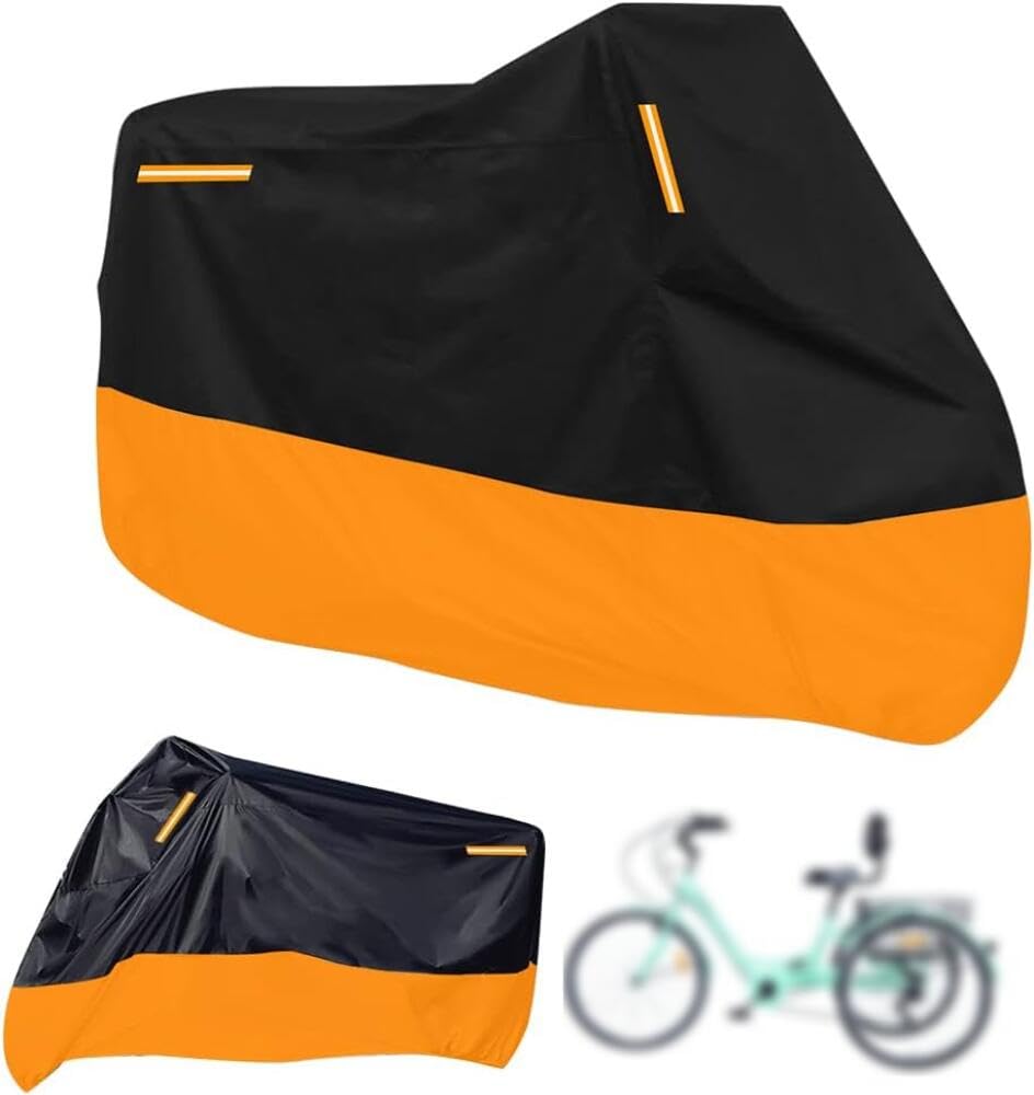 Tlingmeixian Black/Orange Premium Adult Tricycle Cover, Fit All 3-Wheel Bike Or Motorcycles Outdoor And Indoor Storage, 104" L X 43.3" W X 49" H ( & Orange)3Xl-Xian