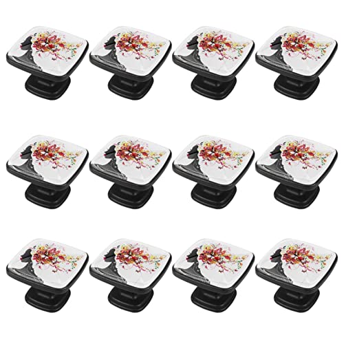 12 paquetes de pomos de mango cuadrado femenino dama rojo estilo de cabello