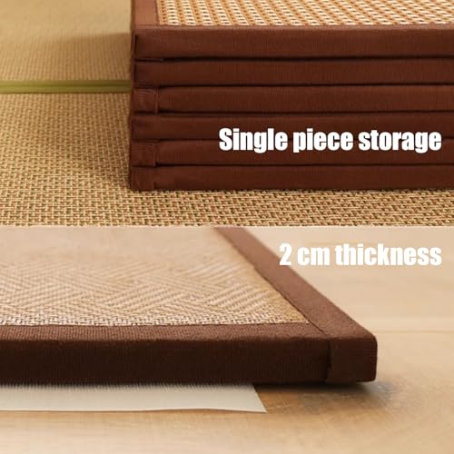 Tapis de sol pliable en rotin naturel respirant pour chambre d'amis, méditation et sommeil d'été