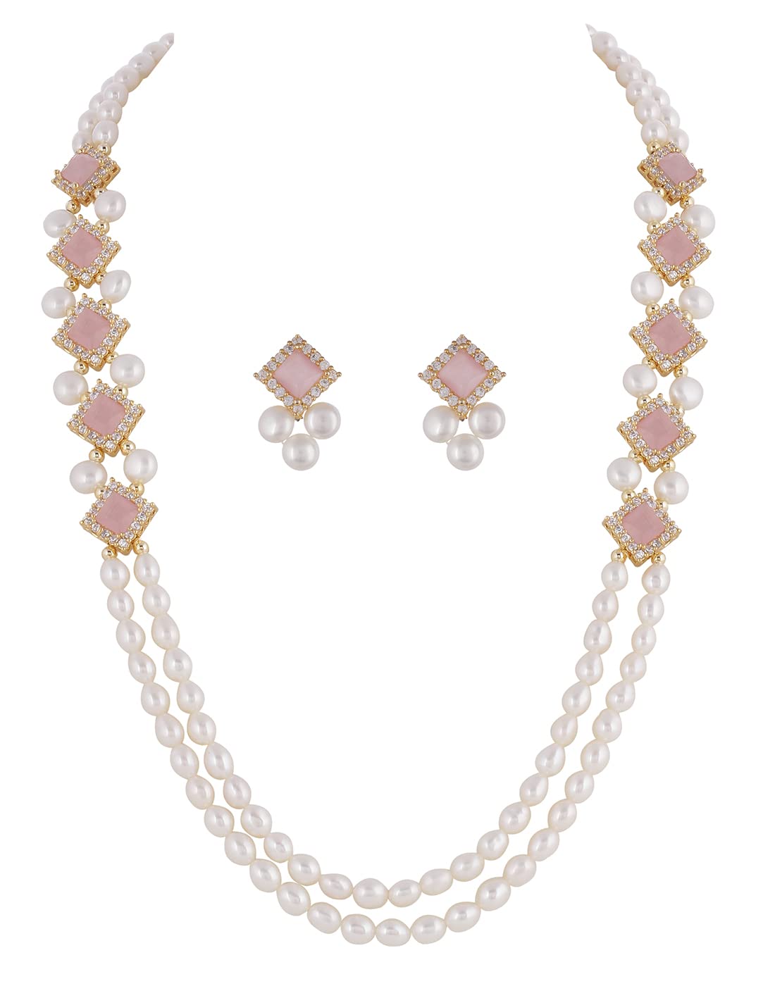 Hyderabad Jewels Natural Fresh Water Pearls Necklace Set For Women Girls (PINK) (B09RH3MLKM) Amazon Price History, Amazon Price Tracker