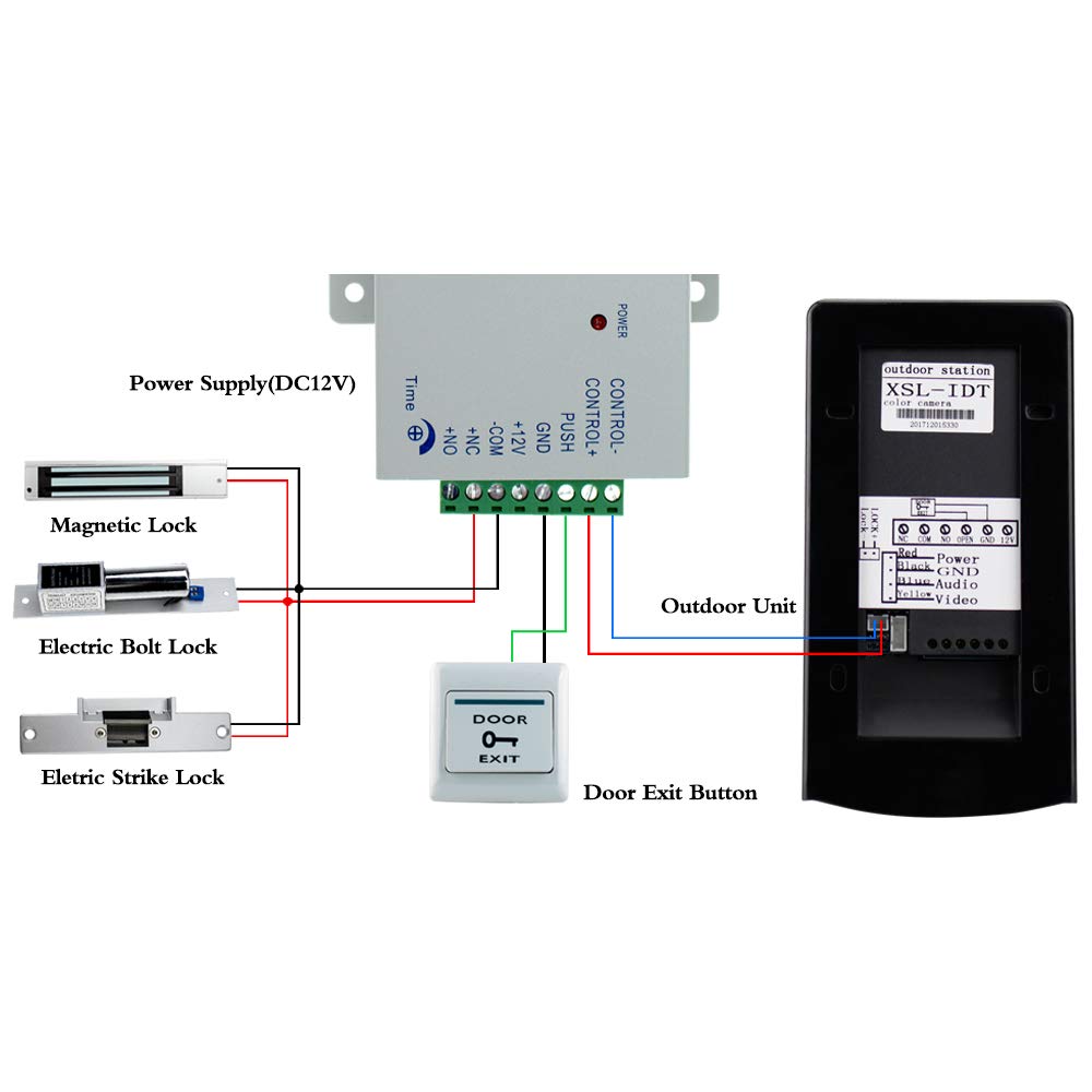 Videocitofono RFID 7 '' TFT Color IR Telecamera da Esterno CMOS con Campanello in Metallo Impermeabile Monitor 700TVL + 5pcs ID utente Telecomando per Casa (2 Monitor della 1 Fotocamera)