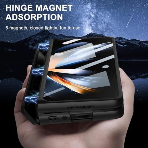 Image of TechTrendz Magnetic Case for Samsung Galaxy Z Fold 4 Case Hinge Coverage Protective Case with Built-in Kickstand PC All-Inclusive Shockproof Cover (Plastic | Black)